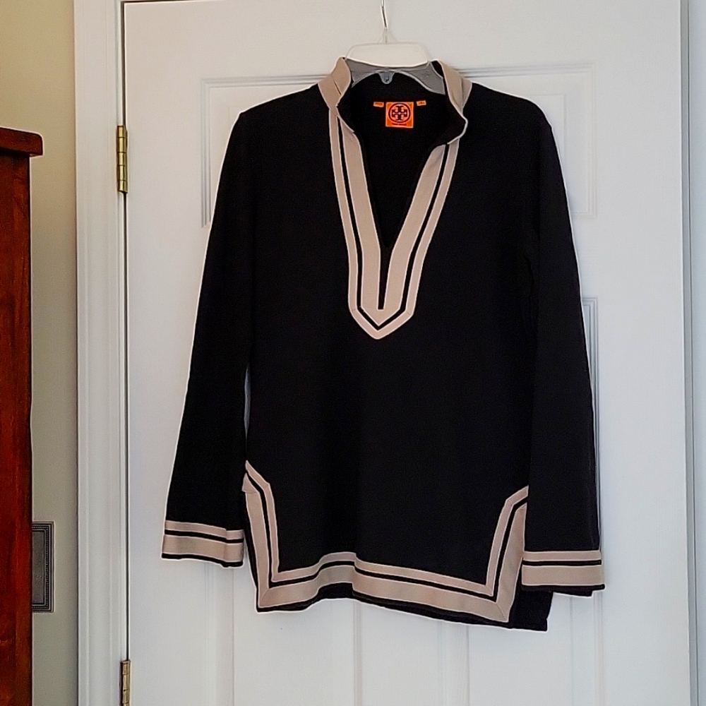 Tory Burch black and tan tunic, size small